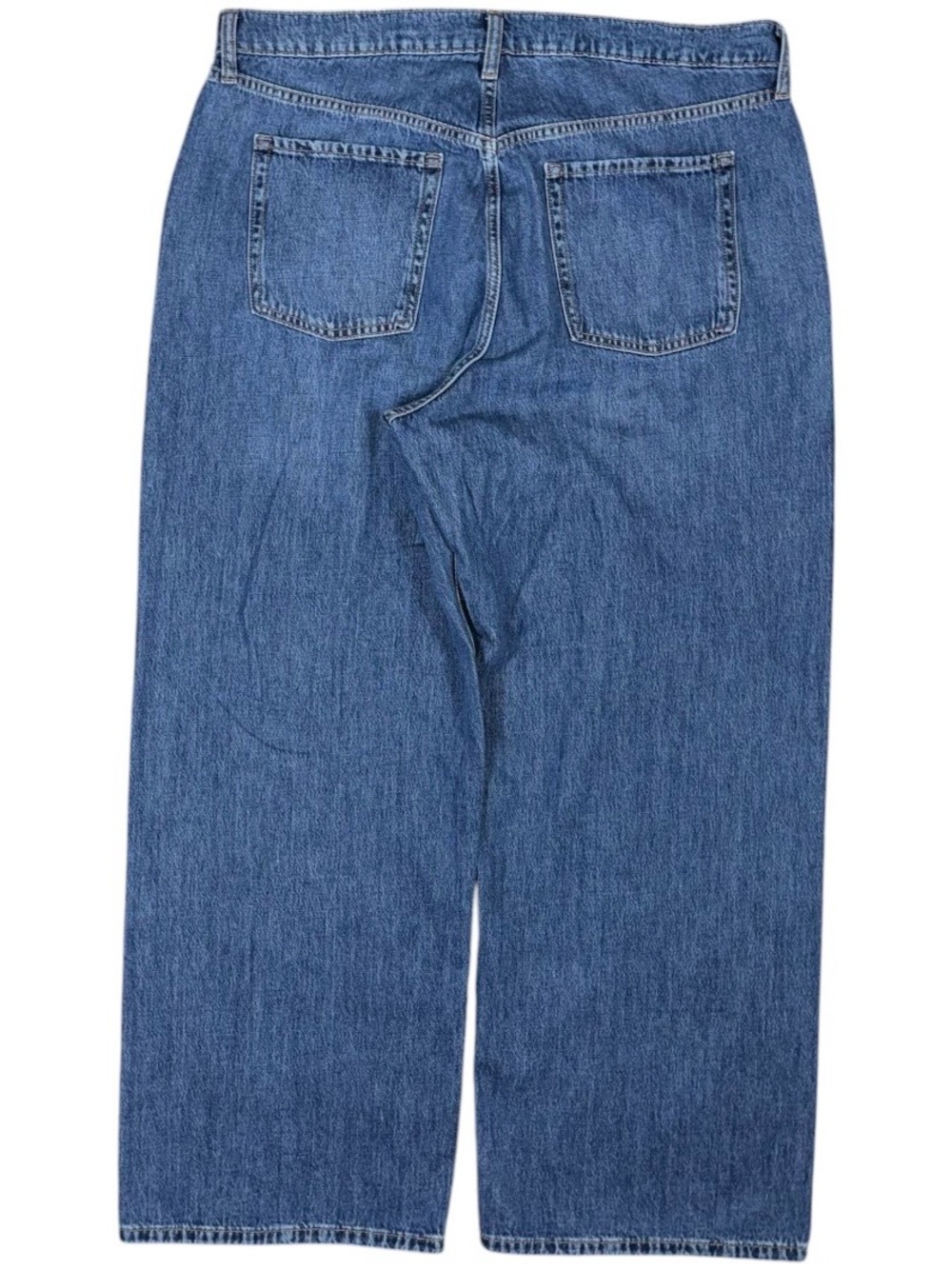 NEW Old Navy Slouchy Wide Leg Jeans Mid Rise Medium Blue Wash Button Fly Size 16 - Picture 3 of 8